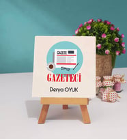 Gazeteci Tasarımlı Kişiye Özel Hediye Gazeteci Dekoratif Taş Baskı