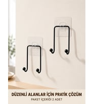 2 Adet Yapışkanlı Duvar Askısı Pratik Çok Amaçlı Düzenleyici Askı