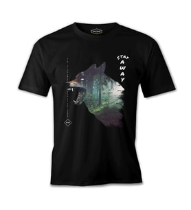 Wild Wolf in the Forest Siyah Erkek Tshirt