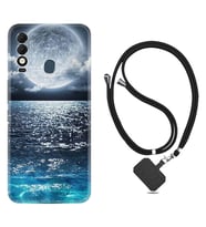 Tecno Spark 8T Kılıf Resimli Boyun Askılı İpli Desenli Silikon Great Moon 1301