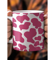 Pembe Leopar Desenli 330ml Baskılı Beyaz Seramik Kupa Bardak