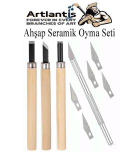 Ahşap Seramik Oyma Seti 3 lü Kretuar 1 Paket İskarpela Seti Paslanmaz Çelik Bıçaklı Ağaç Oyma Heykel Hobi Kretuar Gravür (Naturel)