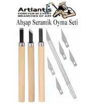 Ahşap Seramik Oyma Seti 3 lü Kretuar 1 Paket İskarpela Seti Paslanmaz Çelik Bıçaklı Ağaç Oyma Heykel Hobi Kretuar Gravür (Naturel)