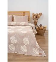 Forest Bej Çift Kişilik 3 Parça 240x260 cm Pike Takımı Daily Set