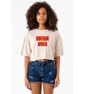 Dream Still Over Bej Kadın Crop Tshirt