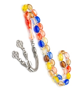 Erkek Hediyelik Arpa Kesim Bonibon Toz Kehribar Tesbih (Çok Renkli)