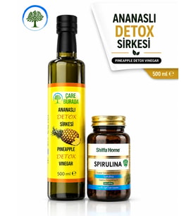 ÇareBurada Ananaslı Detoks Sirkesi 500 ml & ShiffaHome Spirulina 60 Kapsül