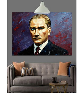 Mustafa Kemal Atatürk Portresi Dekoratif Kanvas - Mdf Ahşap Tablo