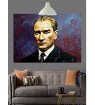Mustafa Kemal Atatürk Portresi Dekoratif Kanvas - Mdf Ahşap Tablo