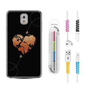 Samsung Note 3 4 5 8 9 20 Ultra 10 Lite Kılıf Kablo Koruma Spiral Silikon Plane Heart 1721