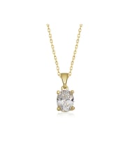 Gümüş Gold Oval Zirkon Taşlı Kadın Kolye CSR2181244