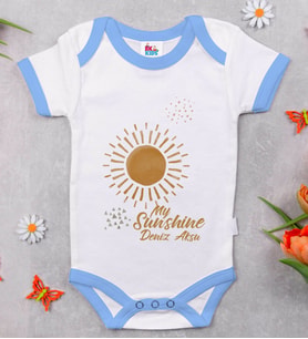 BK Kids Kişiye Özel Mavi Bebek Body Zıbın - Model 20