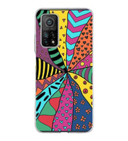 PrintiFy Xiaomi Mi 10T ile Uyumlu 1mm Slim Fit Retro Colors 4 Baskılı Şeffaf  Kılıf