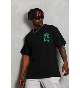 Erkek Baskılı T-Shirt Kısa Kol Bisiklet Yaka Regular Fit Rahat Kalıp Günlük Tişört - Siyah