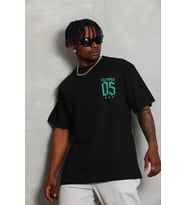 Erkek Baskılı T-Shirt Kısa Kol Bisiklet Yaka Regular Fit Rahat Kalıp Günlük Tişört - Siyah