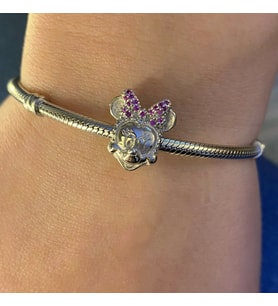 Kadın Minnie Mouse Model Taşlı Gümüş Charm