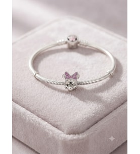 Kadın Minnie Mouse Model Taşlı Gümüş Charm