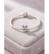 Kadın Minnie Mouse Model Taşlı Gümüş Charm