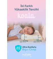 Koala Visco Çocuk Yastığı İki Farklı Yükseklikte Boyun Destekli Yastık 47x32x8/6cm