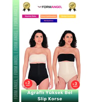 #Korse Vücut Şekillendiren Toparlayıcı Kaymaz Agraflı Yüksek Bel Slip Kadın Külot Korse 6'lı Set (Siyah-Bej)