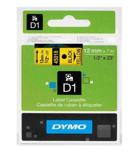 DYMO D1 ŞERİT 12MM x 7MT SARI / SİYAH 720580 45018 ÜCRETSİZ KARGO