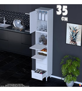 Eliusta Ekin 35 cm 3 Çekmeceli Bakliyat Dolabı Çok Amaçlı Mutfak Kiler Banyo Organizer Çocuk Odası Dolabı