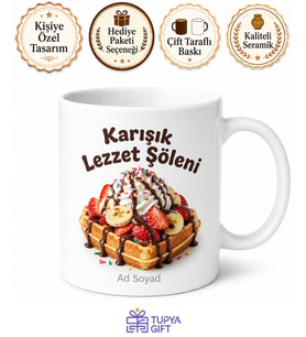 Waffle İçine Her Şeyi Koyduranlara Karışık Lezzet Şöleni Kupası Hediye Kupa Bardak