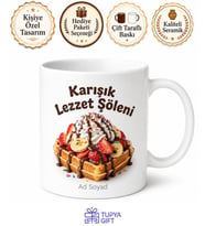 Waffle İçine Her Şeyi Koyduranlara Karışık Lezzet Şöleni Kupası Hediye Kupa Bardak