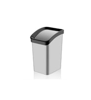Gri ve siyah renkli plastik itme kapaklı ofis WC çöp kovası 6 lt