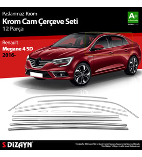 Renault Megane 4 SD Krom Cam Çerçevesi 12 Prç. 2016-2020 A+ Kalite