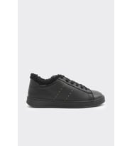 Hakiki Deri Comfort Taban Kürklü Kadın Sneaker (Siyah)