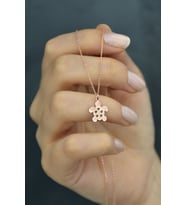 925 Ayar Rose Altın Kaplama Plaka Kesim Gümüş Kaplumbağa Kolye
