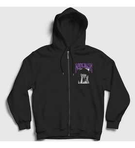 Presmono Unisex Siyah Poster Kate Bush Fermuarlı Kapüşonlu Sweatshirt 523960tt