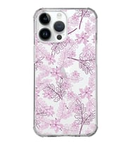Apple iPhone 14 Pro Max Uyumlu Köşe Korumalı Antişok Kapak Floral Pudra Tasarımlı Şeffaf  Kılıf