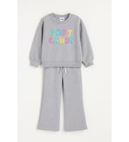 Kız Çocuk Renkli Payet Nakışlı 2’li Eşofman Takımı (Sweatshirt + Alt) 10760 (Gri)