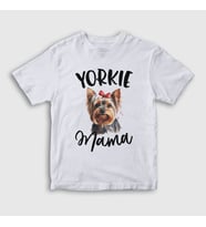 Presmono Unisex Çocuk Beyaz Yorkie Mama Mom Yorkshire Terrier Annesi T-Shirt 556601tt