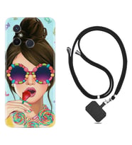 Xiaomi Redmi 12C Kılıf Resimli Boyun Askılı İpli Desenli Silikon Sugar and Woman 1418
