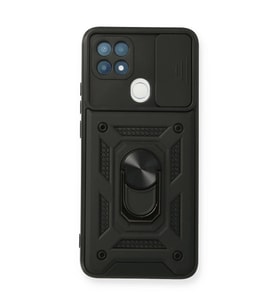 Oppo A15 Kılıf Pars Lens Yüzüklü Silikon - Siyah