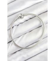 Pirinç Charm Topcuk Model Gümüş Renk Kadın Bileklik