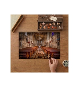 Katedral Kilise Protestan Tasarımı 240 parça Ahşap Puzzle Ahşap Kutuda MP05420