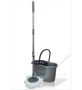 Büyük 19 Lt. Mikrofiber Döner Başlıklı Otomatik Kendinden Sıkmalı Yassı Tekerlekli Mop Mob Temizlik Seti Paspas Takımı Uzun Döner Hareketli Başlıklı Saplı