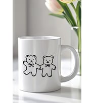 Sevimli Ayıcık Desenli 330ml Baskılı Beyaz Seramik Kupa Bardak