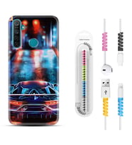 Realme 5i 5 Pro 6i 7 Pro 8 Kılıf Kablo Koruma Spiral Silikon Neon Cars 1724