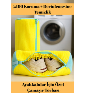 Ayakkabı Yıkama Çantası – Özel Koruyucu Kumaş, Fermuarlı, Tekrar Kullanılabilir Büyük Boy Torba File