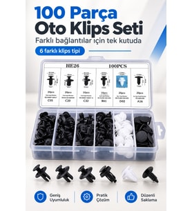 Oto Kaplama ve Trim Tampon Sabitleme Klipsi Perçinleri Çok Amaçlı Seti