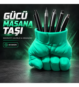 Kaslı Figür Tasarımlı 3D Baskı Dekoratif Kalemlik ve Masaüstü Organizer