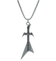 Metallica Elektro Gitar Örme Zincir Kolye - Gümüş Kaplama - Erkek Kadın Kolye - No:1548