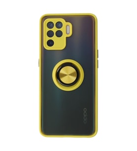 Oppo Reno 5 Lite Kılıf Montreal Yüzüklü Silikon Kapak - Sarı