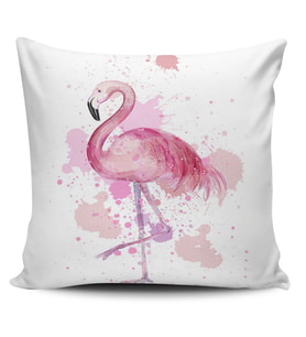 Sevimli Flamingo Dijital Baskılı Kırlent Kılıfı