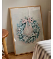Çerçevesiz Poster Pastel Tonlarda Zarif Yılbaşı Çelengi (Çok Renkli)